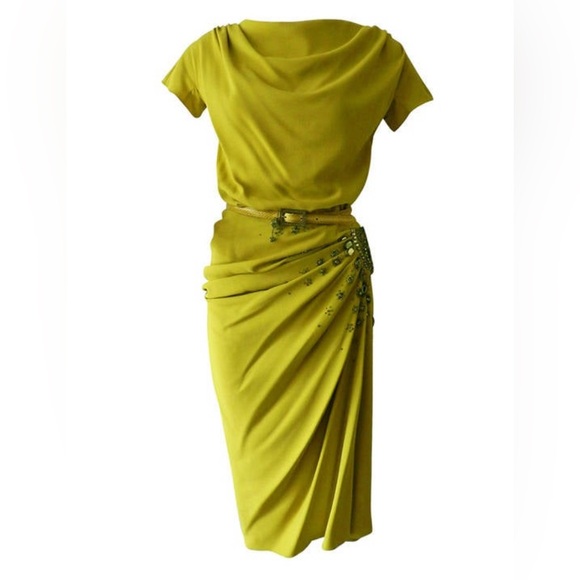 ***SOLD*** Christian Dior Galliano Fall 2007 Chartreuse Beaded Runway Dress - Picture 2 of 13